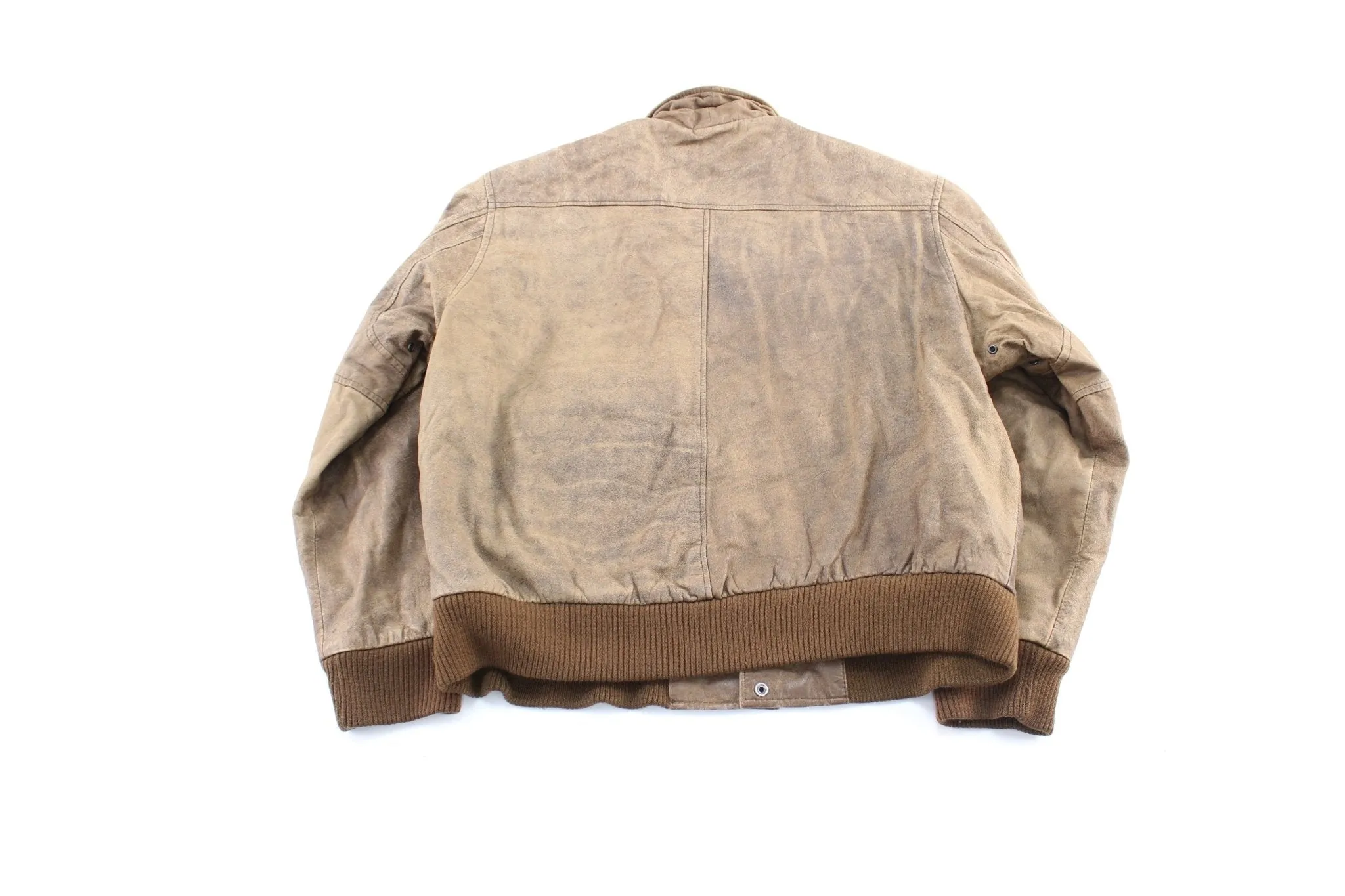 1990 Wear-Me-Out Brown Leather Flight Bomber Jacket