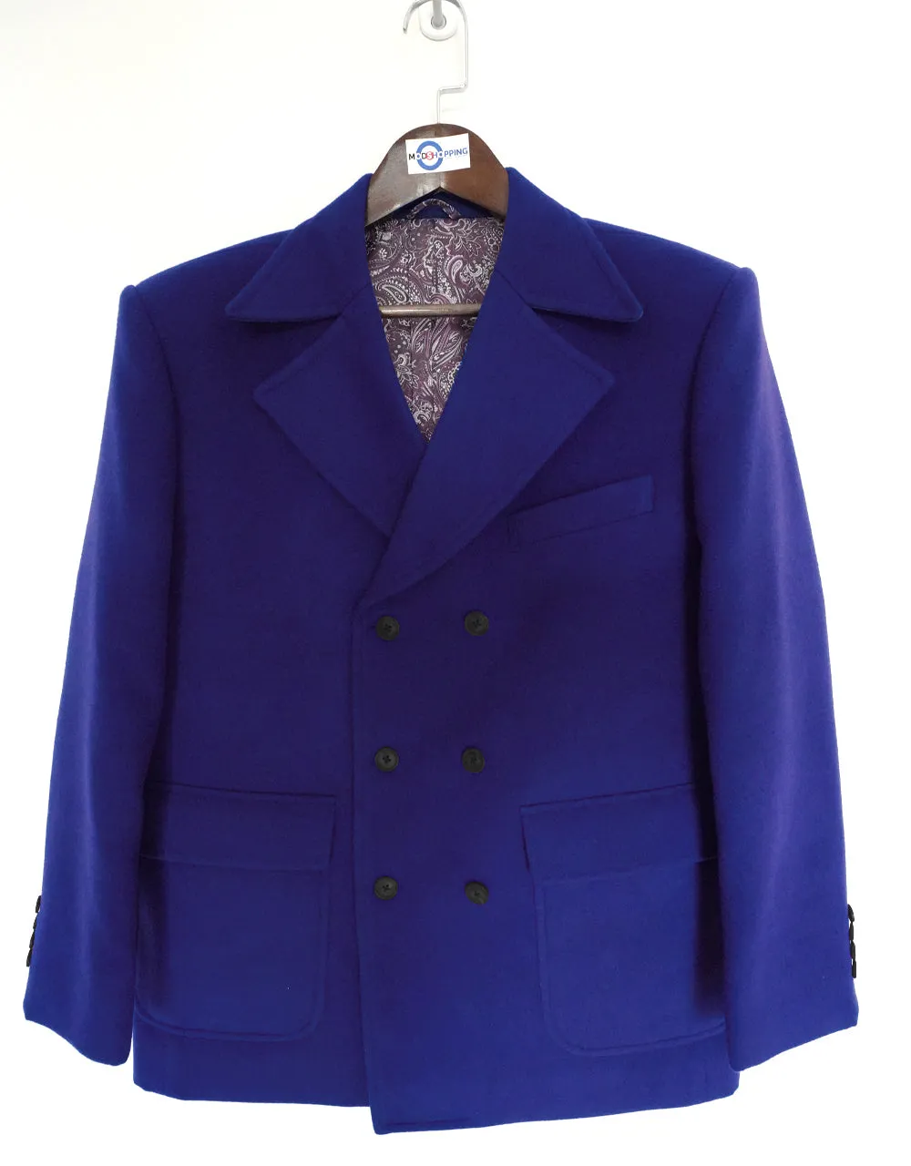 60's Retro Blue Double Breasted Pea Coat