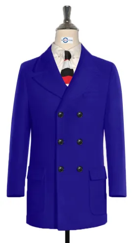 60's Retro Blue Double Breasted Pea Coat