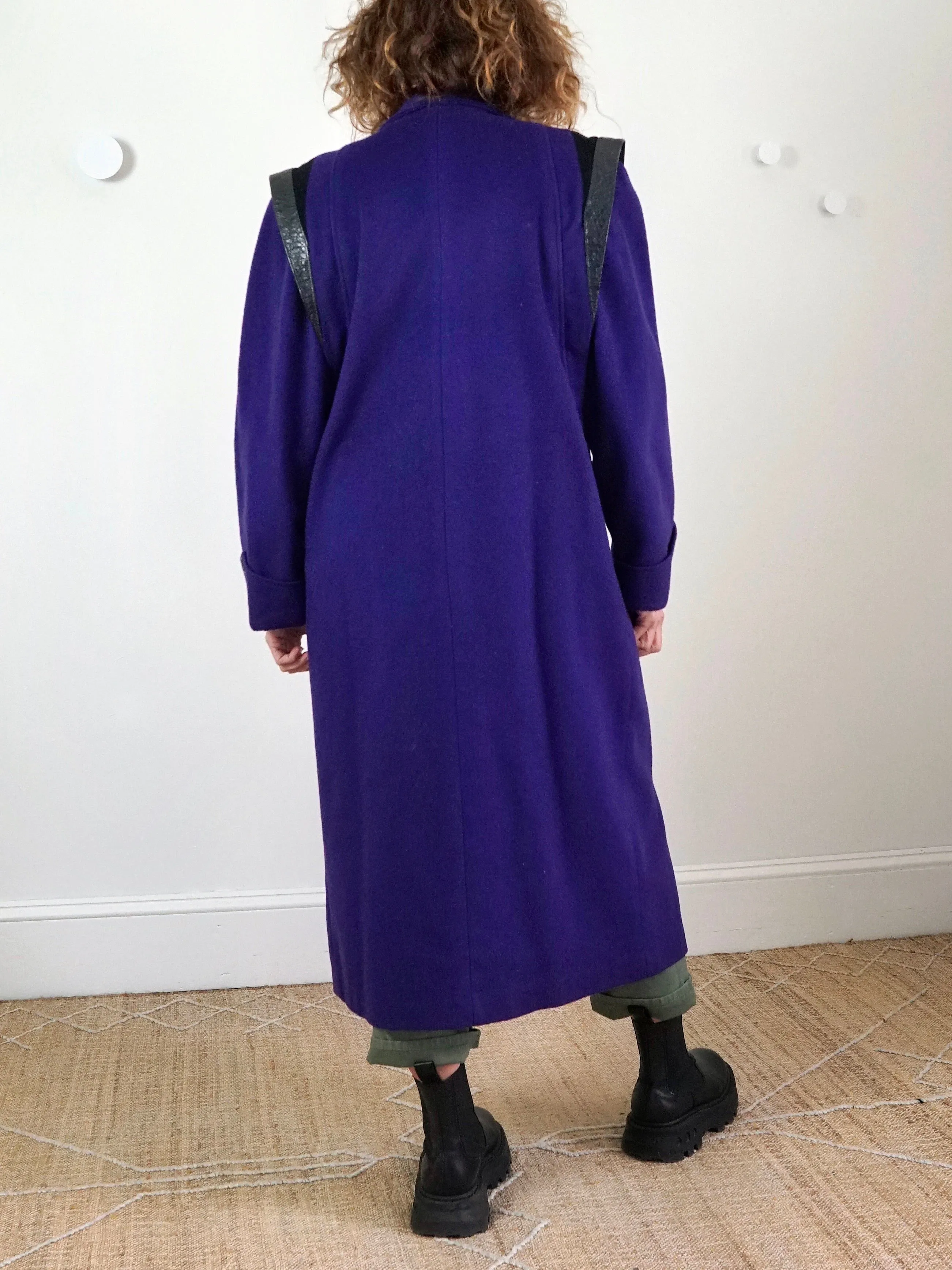 80's Purple Wool Structured Shoulder Coat