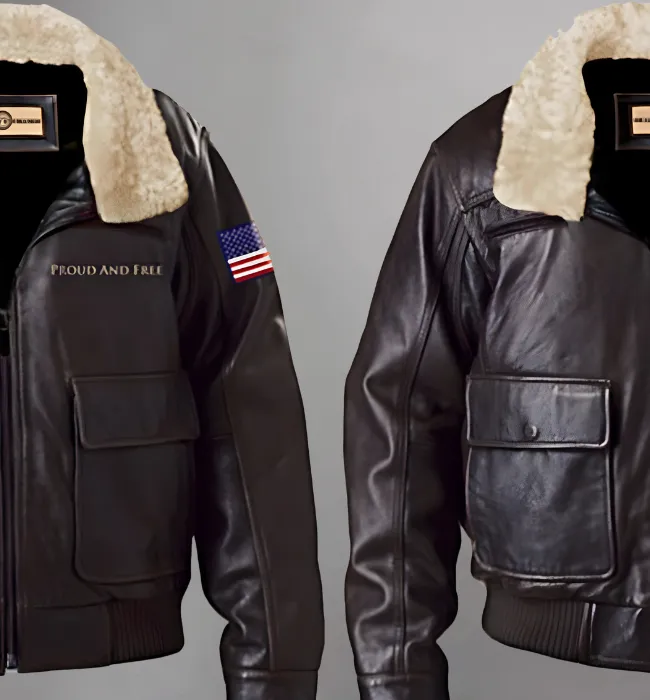 American Pride Men’s Brown Leather Aviator Jacket