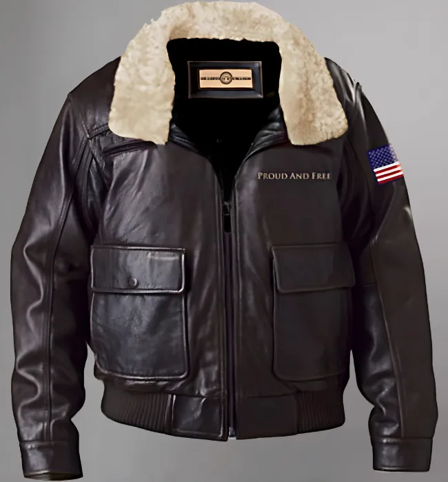 American Pride Men’s Brown Leather Aviator Jacket