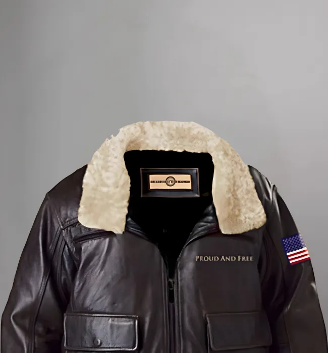 American Pride Men’s Brown Leather Aviator Jacket