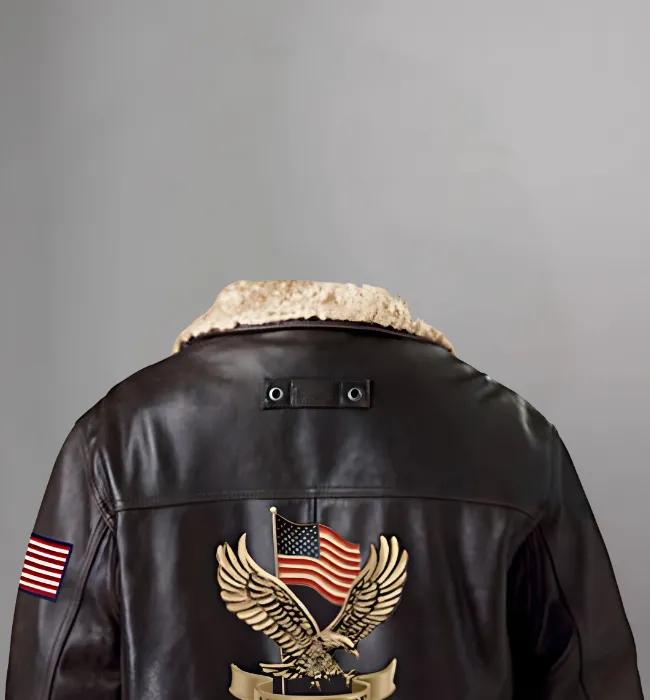 American Pride Men’s Brown Leather Aviator Jacket