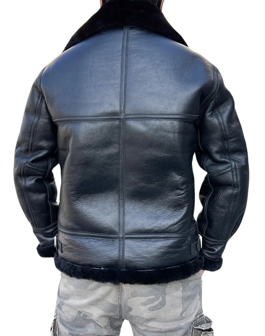 Arctic Black Bomber Leather Jacket