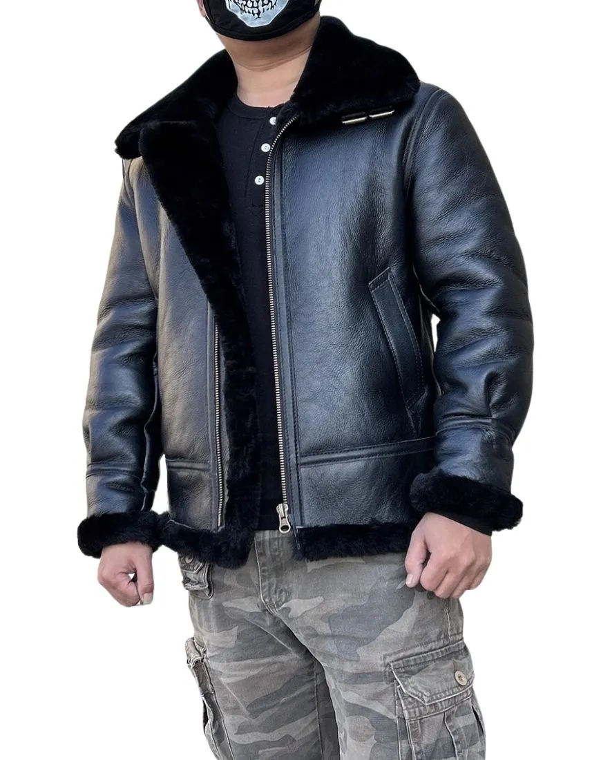 Arctic Black Bomber Leather Jacket