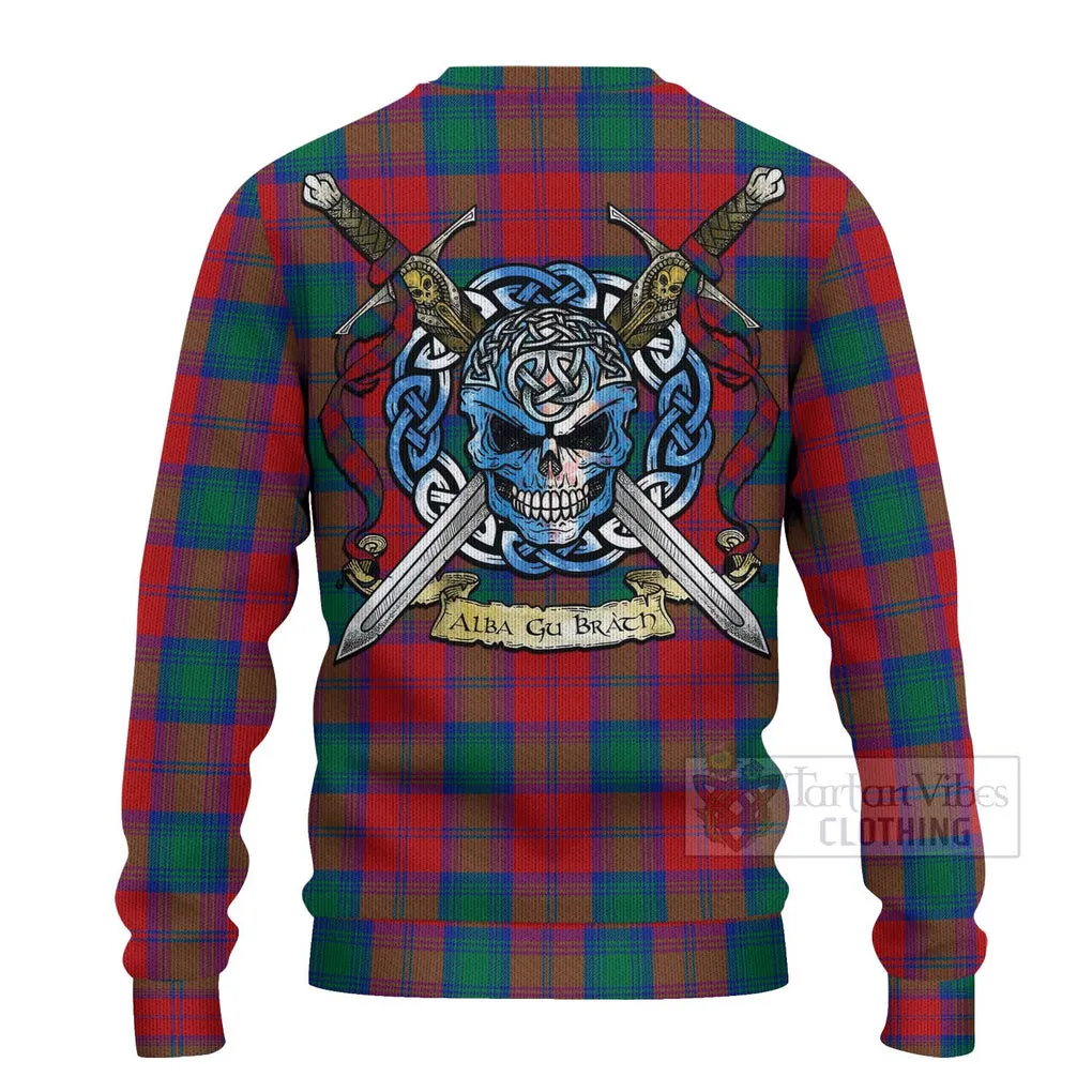 Auchinleck (Affleck) Tartan Ugly Sweater with Family Crest Celtic Skull Style