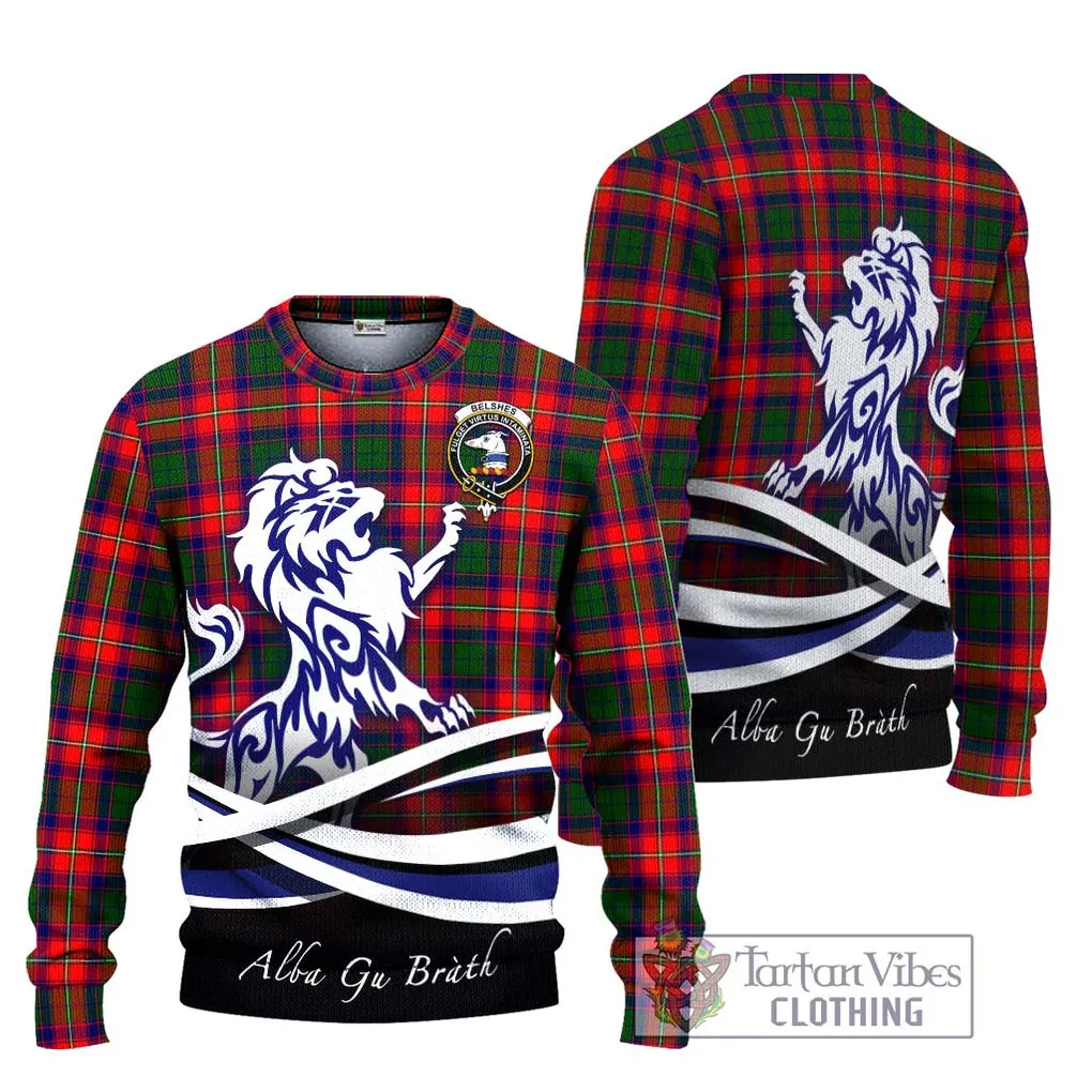 Belshes Tartan Ugly Sweater with Alba Gu Brath Regal Lion Emblem