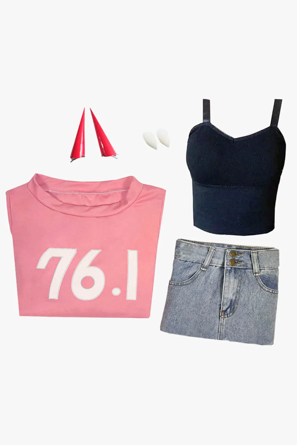 benpaolv Power 76.1 Pink Sweatshirt and Shorts Cosplay Set Chainsaw Man