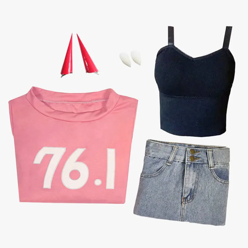 benpaolv Power 76.1 Pink Sweatshirt and Shorts Cosplay Set Chainsaw Man