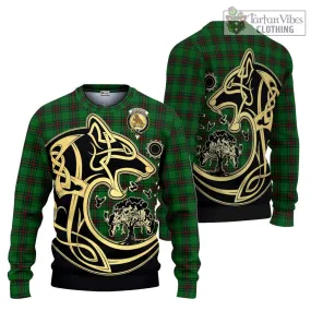 Beveridge Tartan Ugly Sweater with Family Crest Celtic Wolf Style