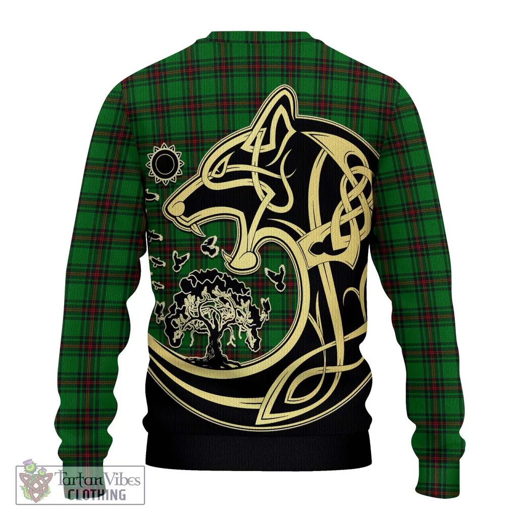 Beveridge Tartan Ugly Sweater with Family Crest Celtic Wolf Style