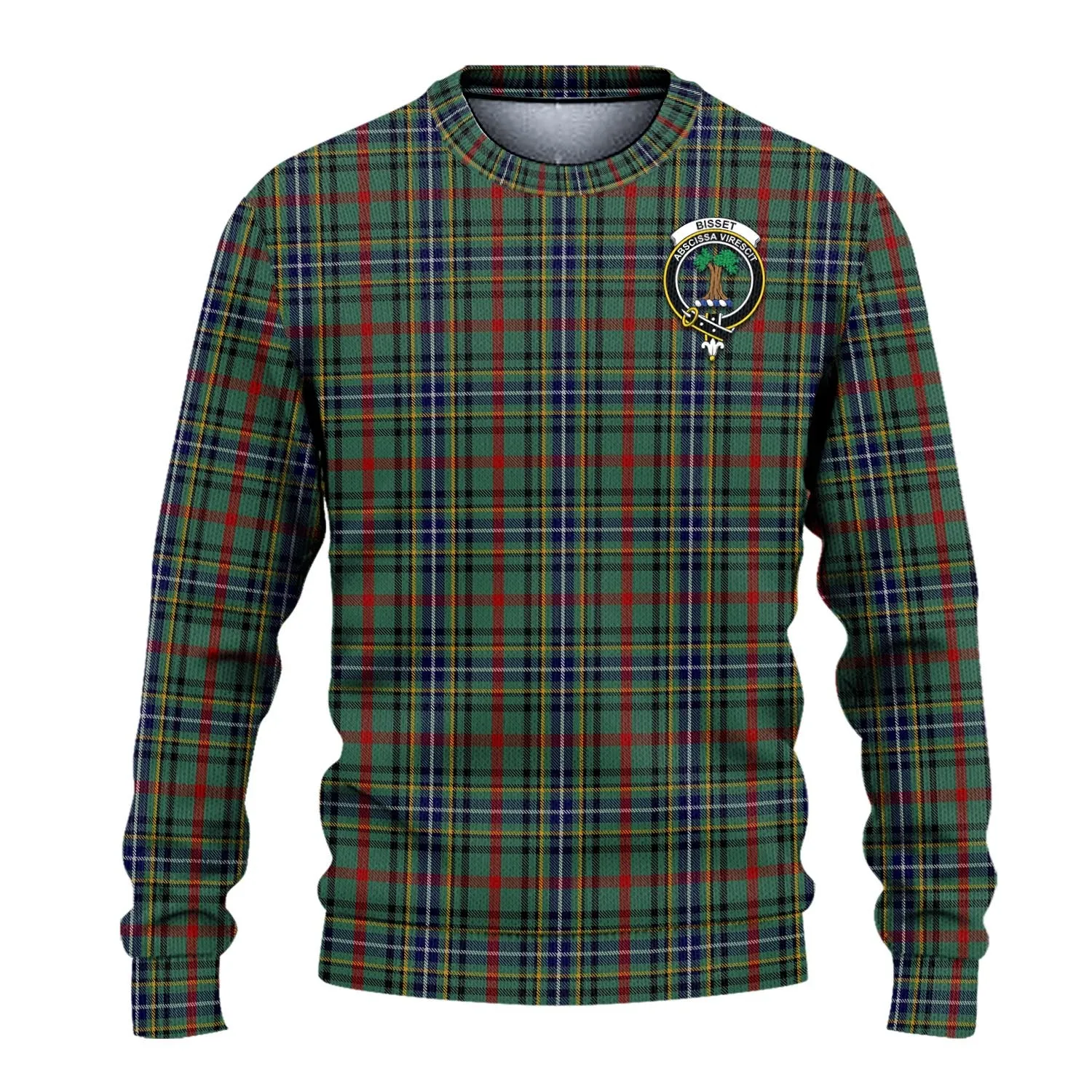 Bisset Tartan Ugly Sweater with Family Crest