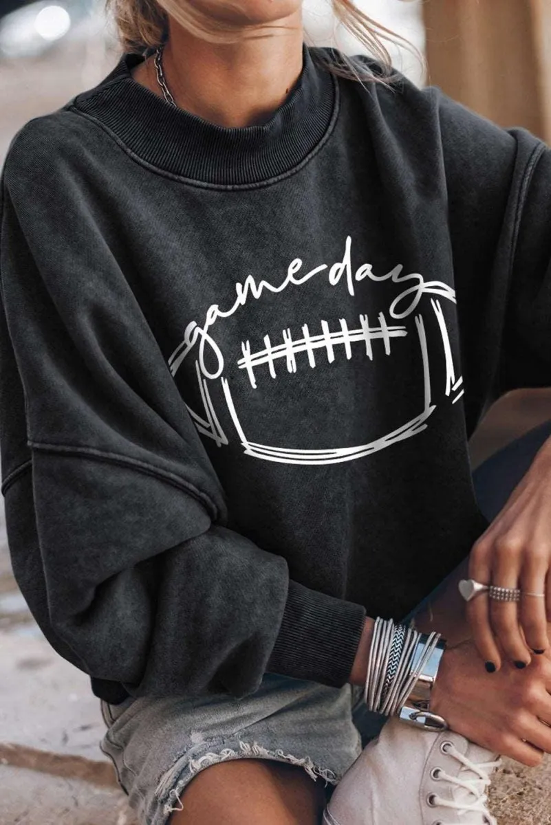 Black Game Day Football Graphic Sweatshirt