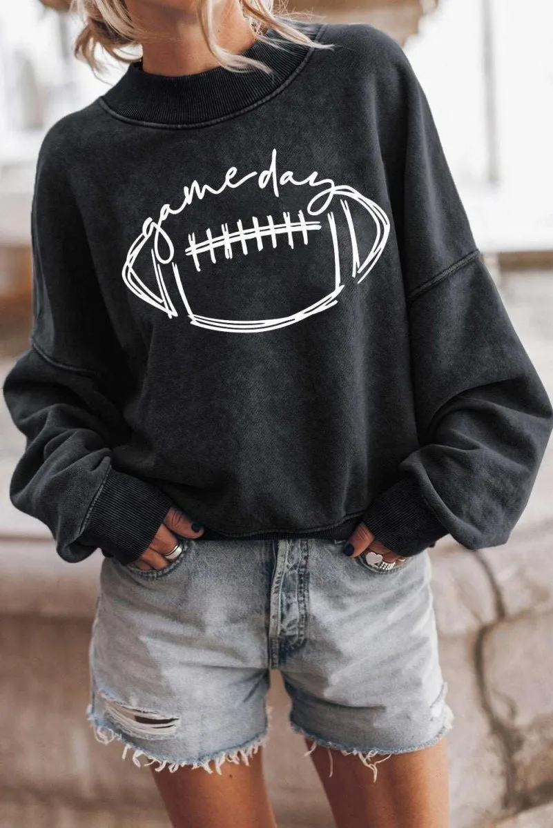 Black Game Day Football Graphic Sweatshirt