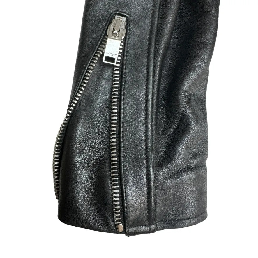 Black Leather Moto Jacket - S/M