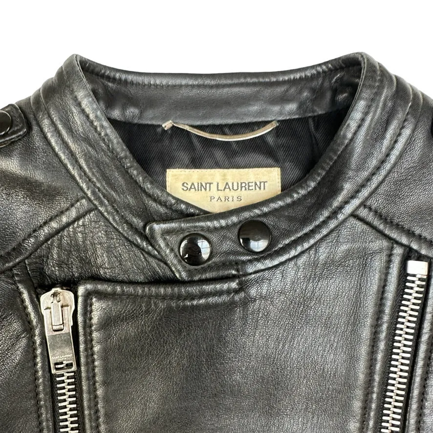 Black Leather Moto Jacket - S/M