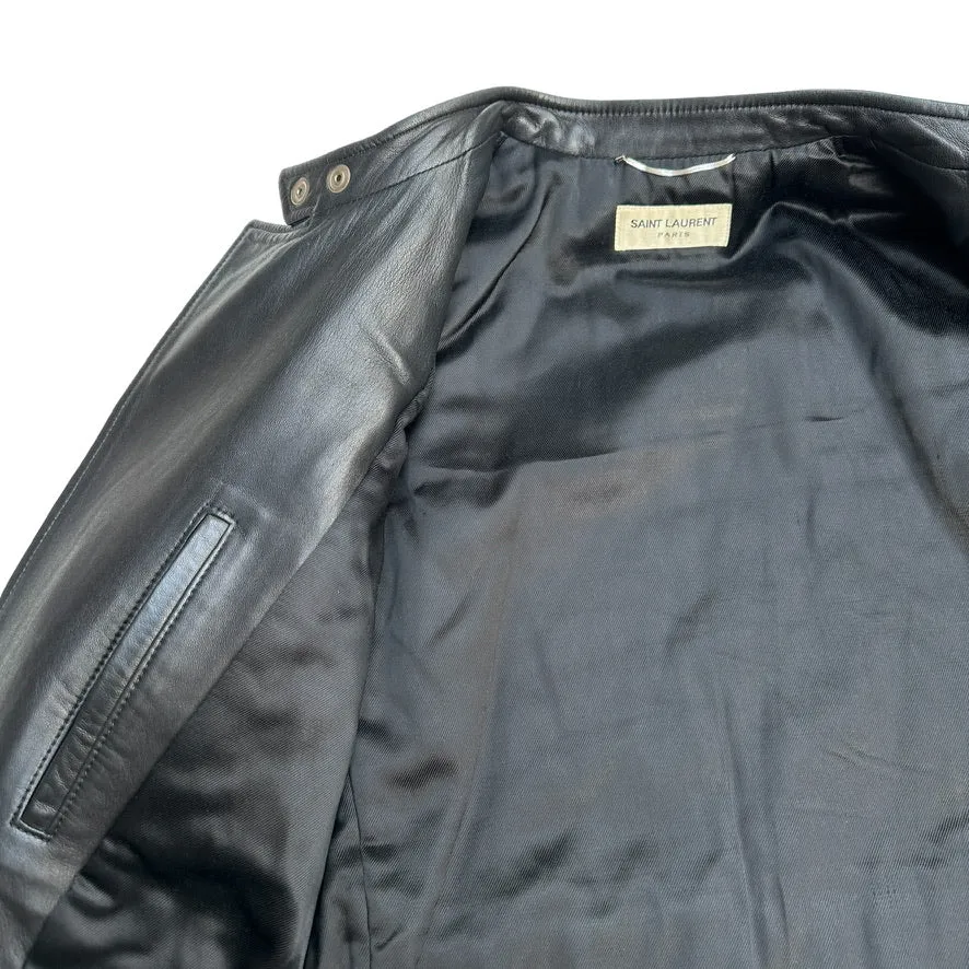 Black Leather Moto Jacket - S/M