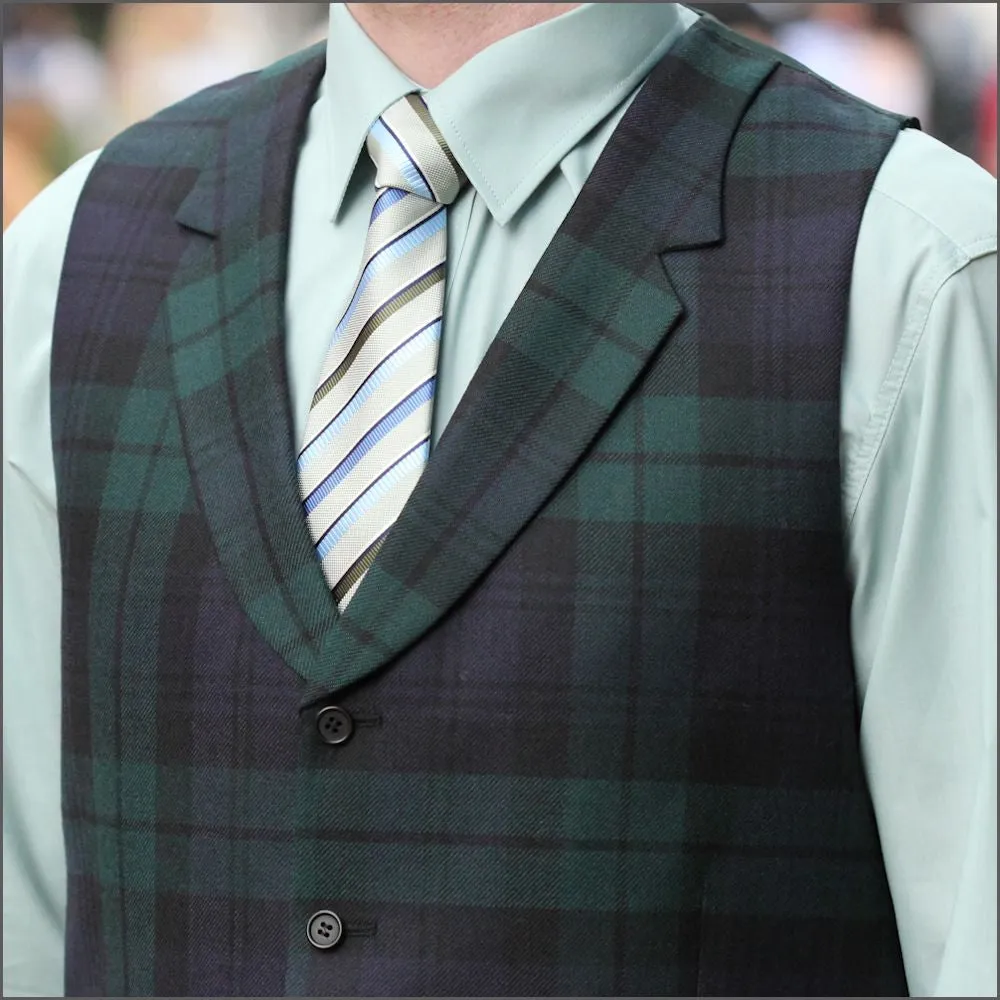 Black Watch Tartan Waistcoat--