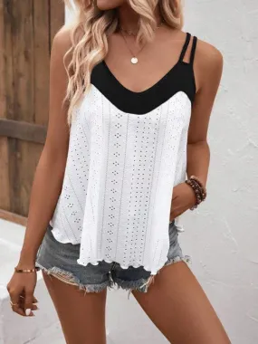 Bohemian Black and White Double Strap Cami Top