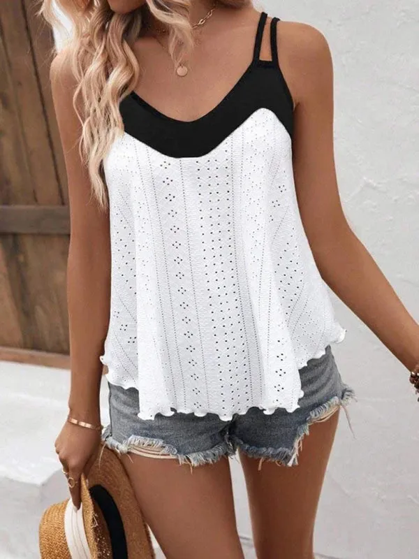 Bohemian Black and White Double Strap Cami Top