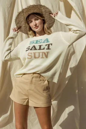 Bohemian Round Neck Long Sleeve Sea Salt Sun Sweater