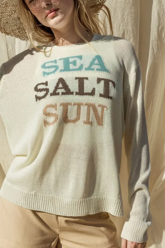 Bohemian Round Neck Long Sleeve Sea Salt Sun Sweater