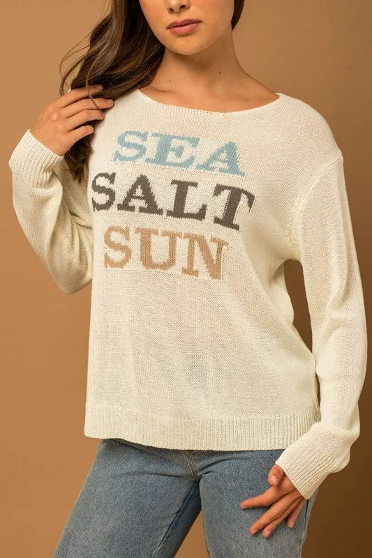 Bohemian Round Neck Long Sleeve Sea Salt Sun Sweater