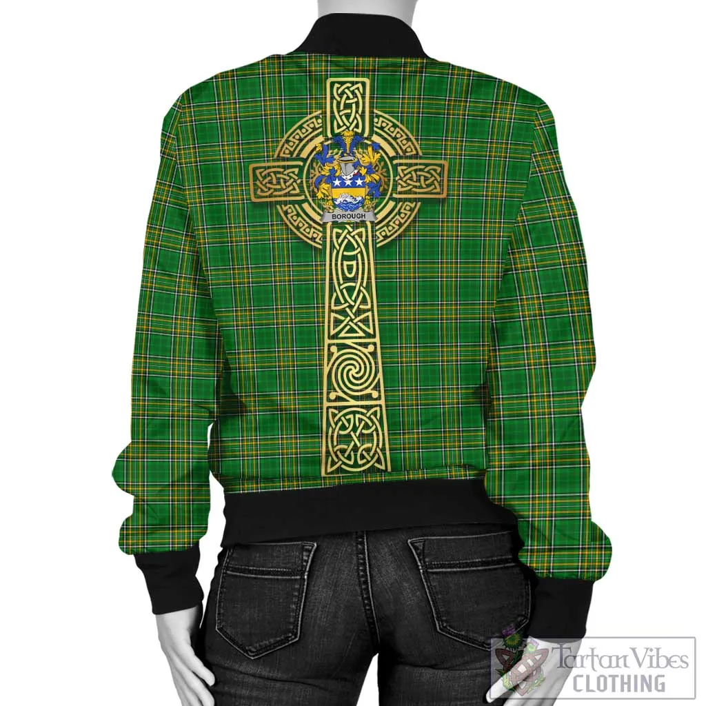 Borough Irish Clan Tartan Bomber Jacket with Coat of Arms Celtic Tree of Life Style