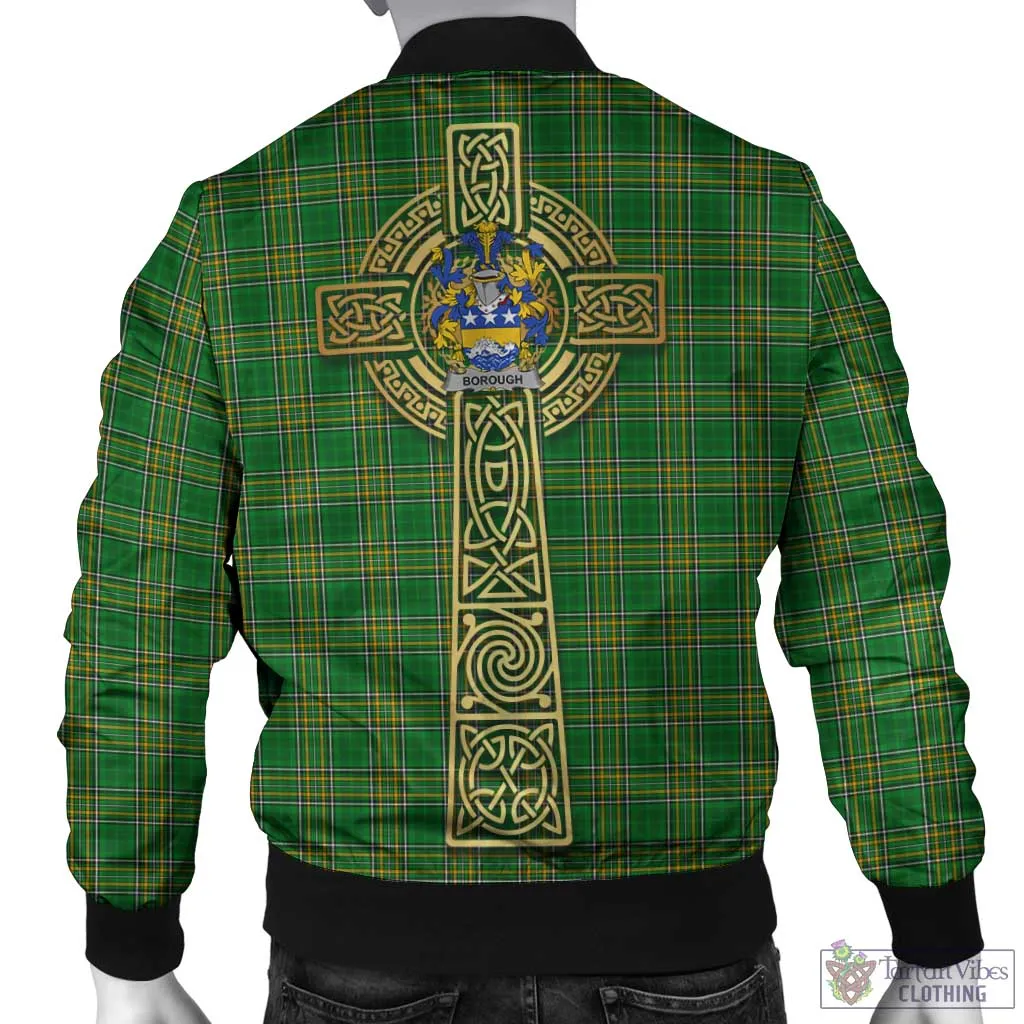 Borough Irish Clan Tartan Bomber Jacket with Coat of Arms Celtic Tree of Life Style