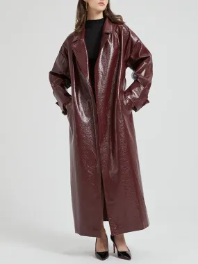 Burgundy Leather Trench Coat