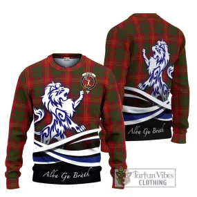 Burns Tartan Ugly Sweater with Alba Gu Brath Regal Lion Emblem