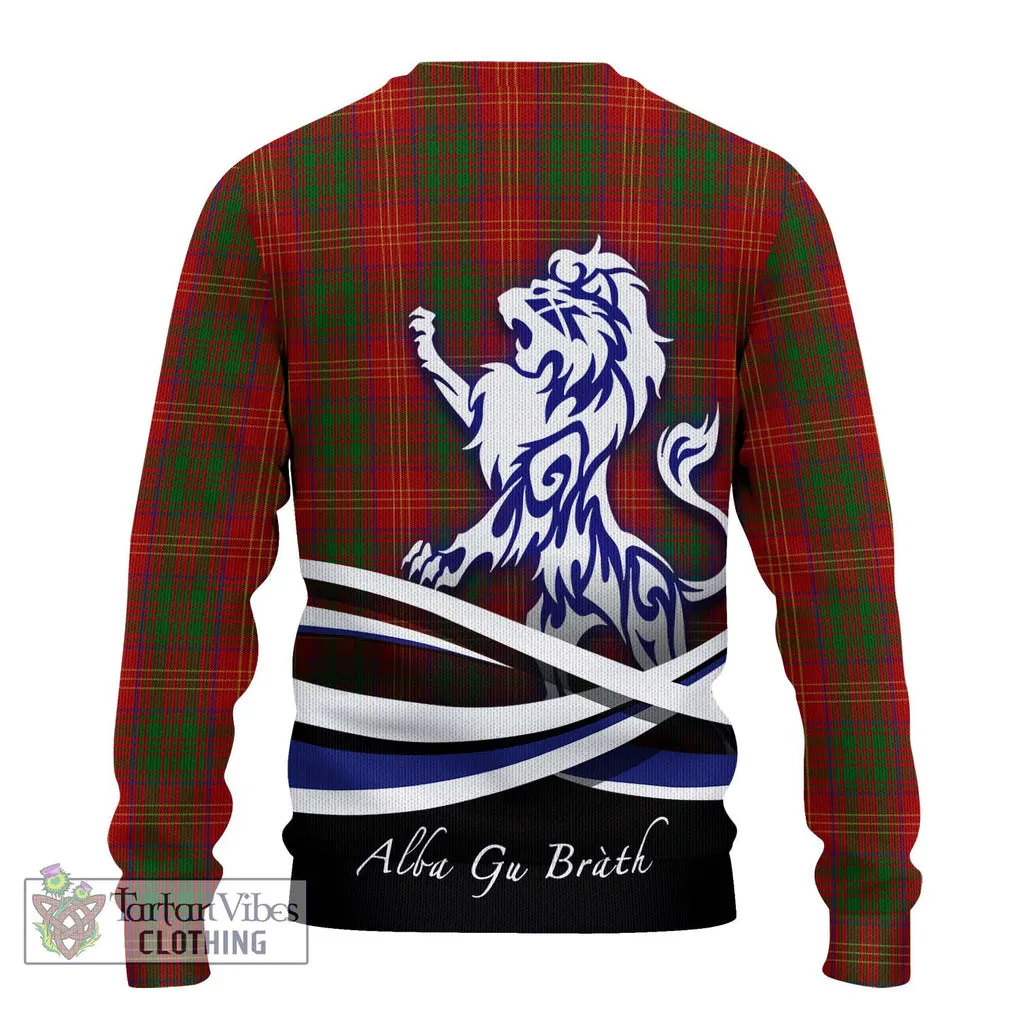 Burns Tartan Ugly Sweater with Alba Gu Brath Regal Lion Emblem