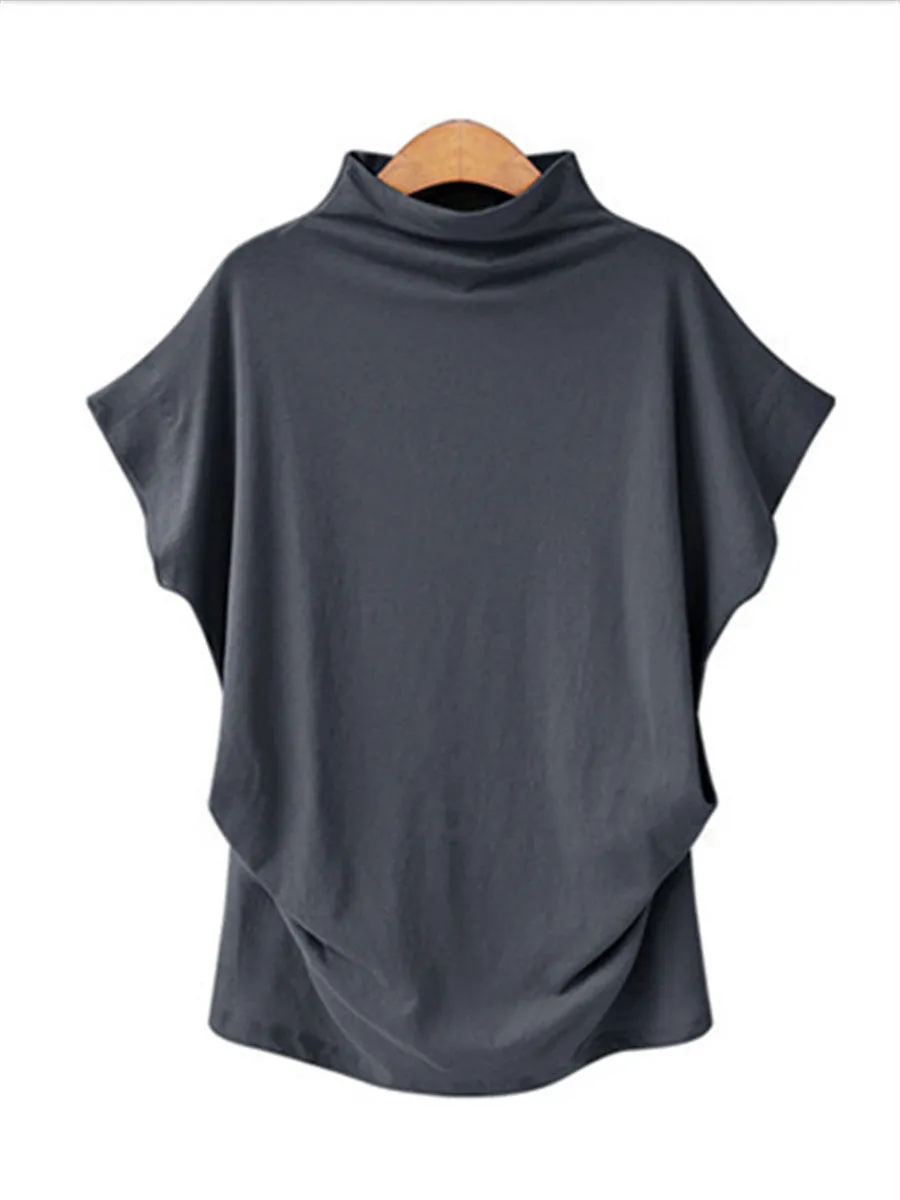 Casual Loose Turtleneck Short Sleeve T-Shirt Top