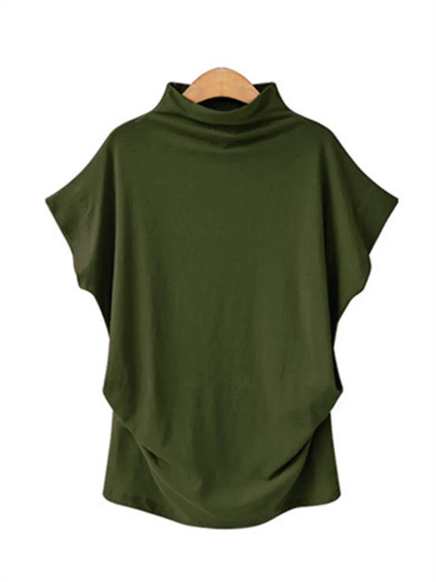 Casual Loose Turtleneck Short Sleeve T-Shirt Top