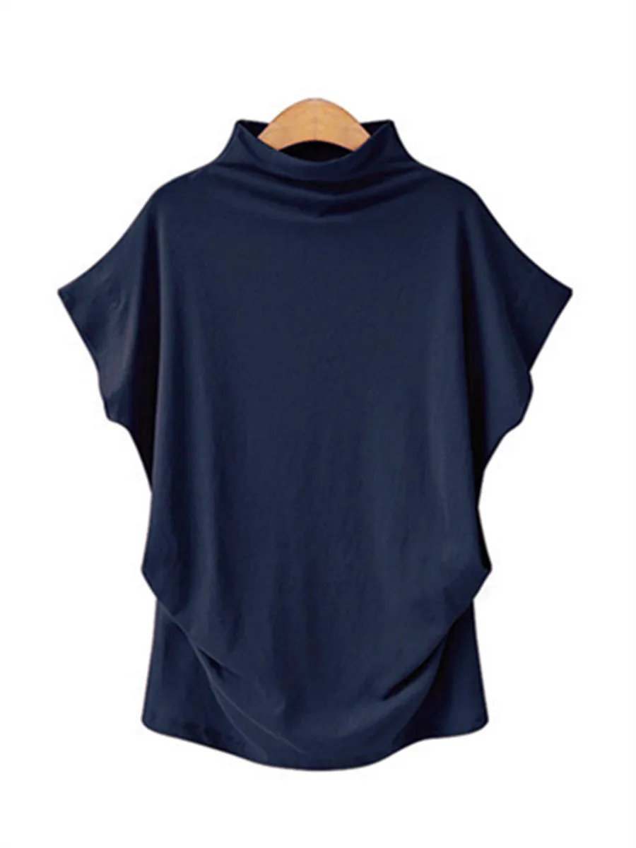 Casual Loose Turtleneck Short Sleeve T-Shirt Top