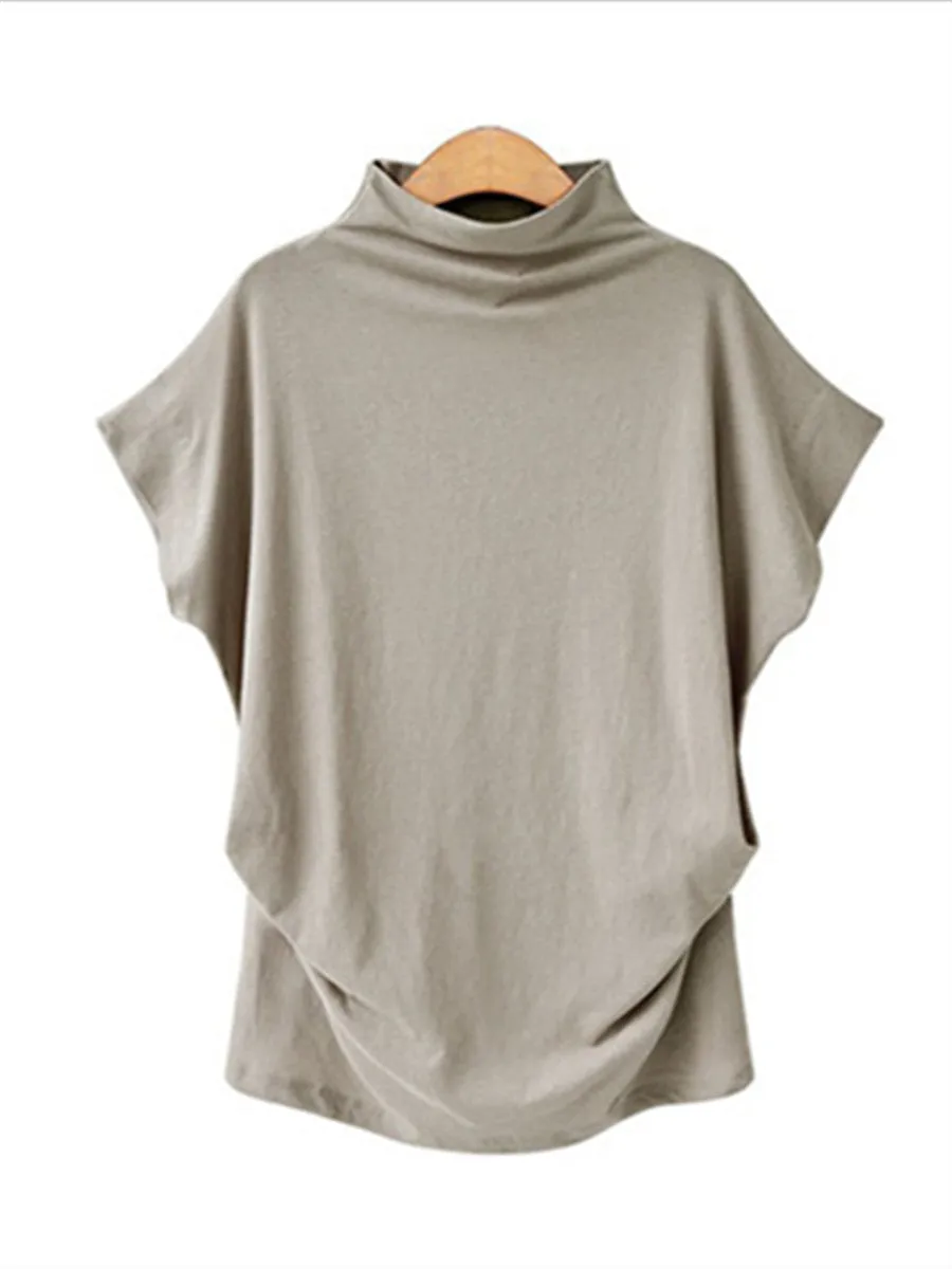 Casual Loose Turtleneck Short Sleeve T-Shirt Top