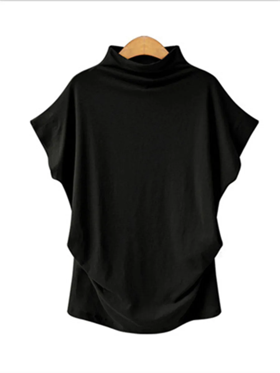 Casual Loose Turtleneck Short Sleeve T-Shirt Top