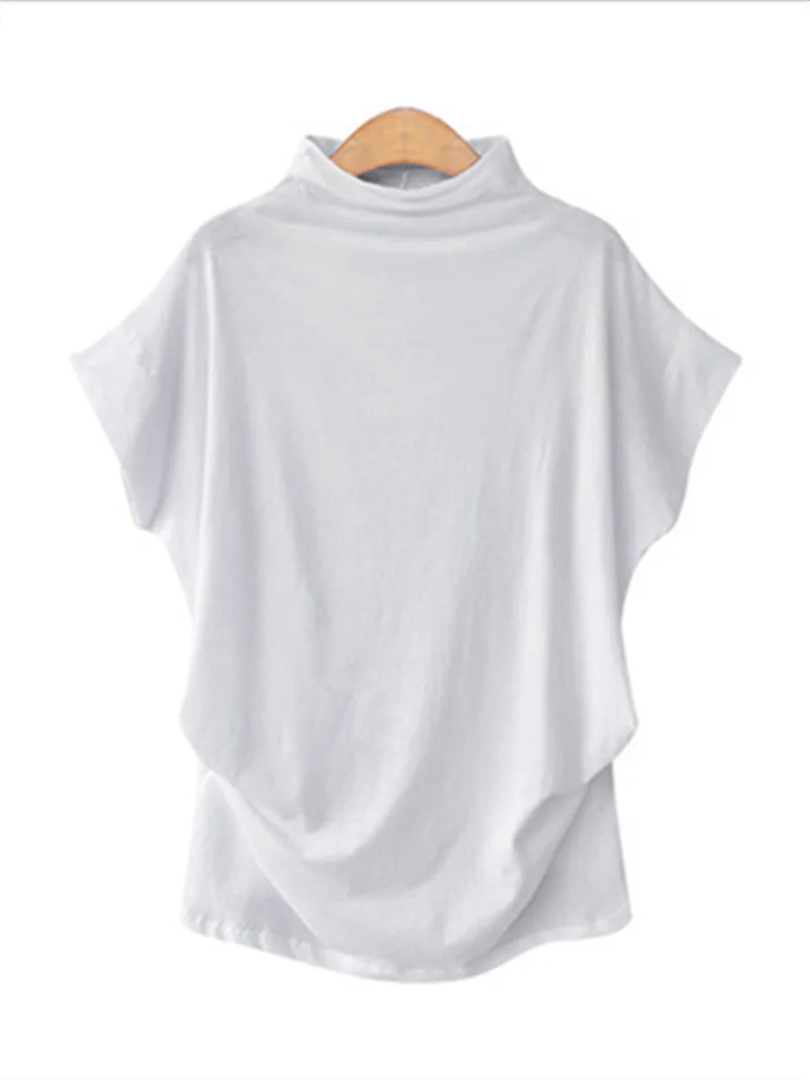 Casual Loose Turtleneck Short Sleeve T-Shirt Top