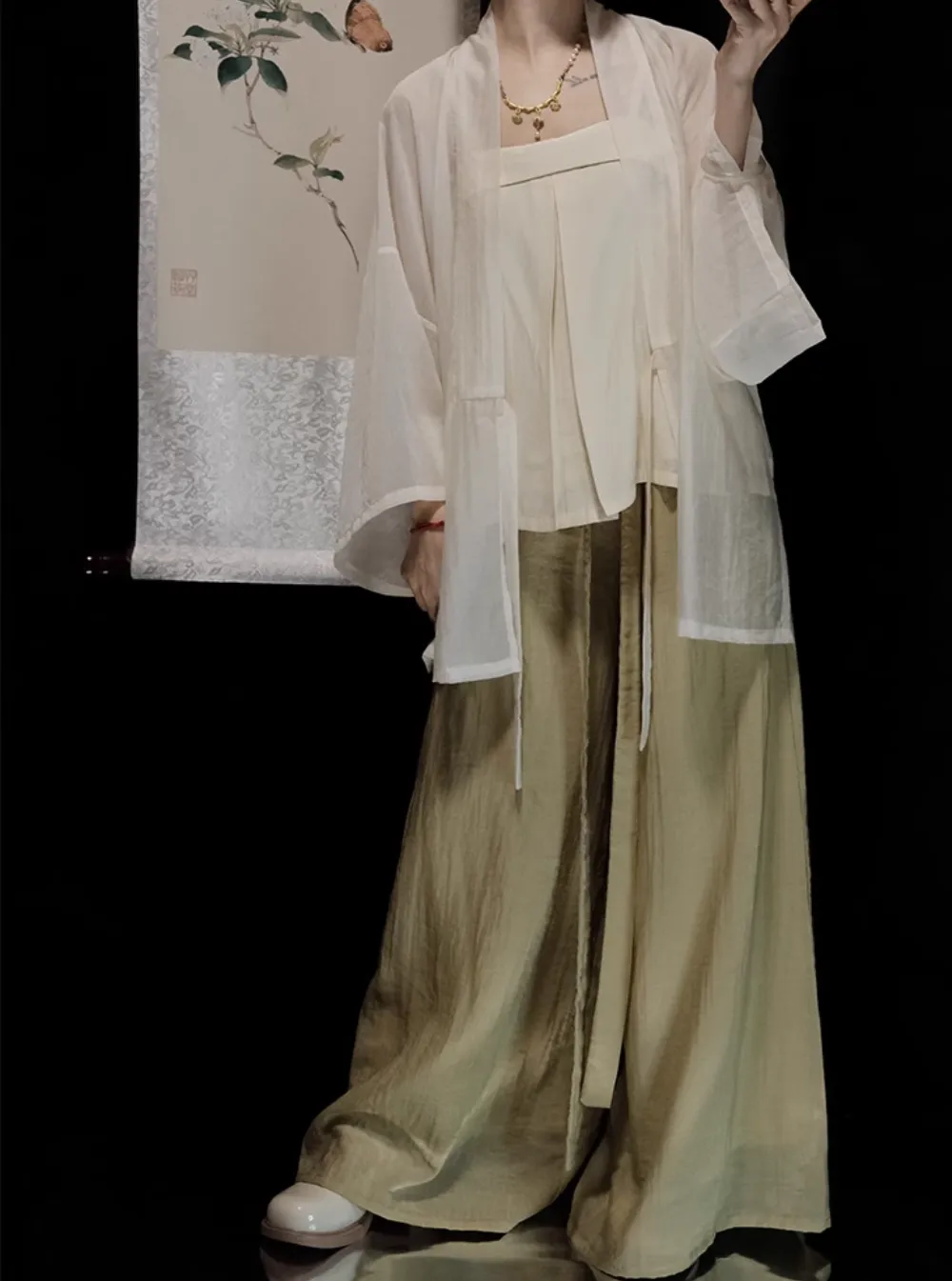 Cha Dao 茶道 Tea Ceremony Modernized Song Dynasty Helingshan Top & Songku Pants Set