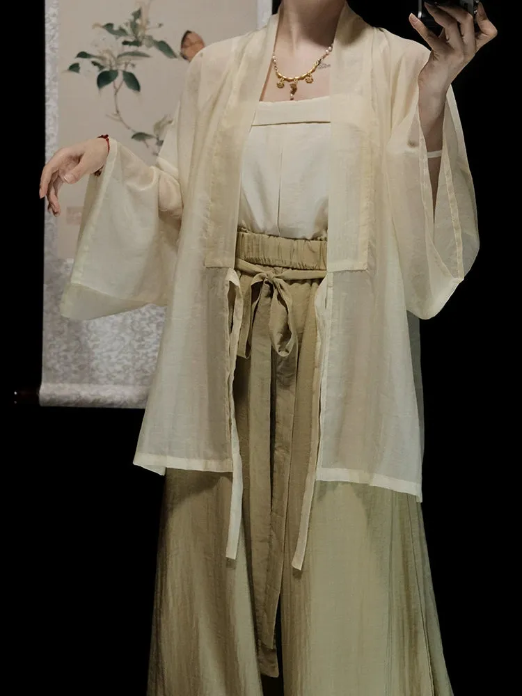 Cha Dao 茶道 Tea Ceremony Modernized Song Dynasty Helingshan Top & Songku Pants Set