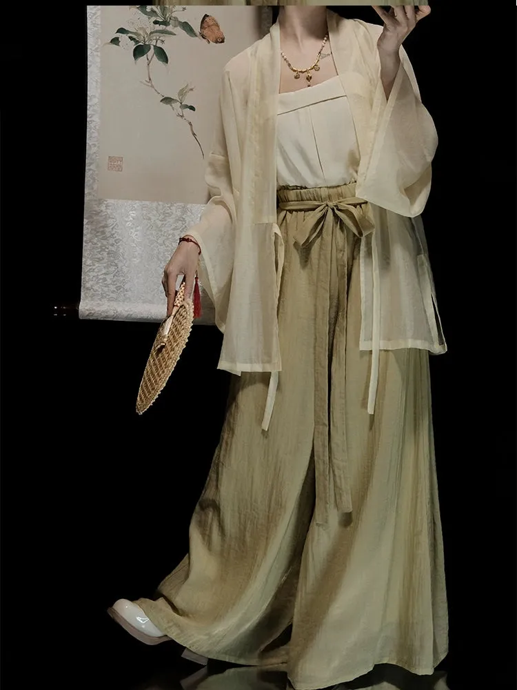 Cha Dao 茶道 Tea Ceremony Modernized Song Dynasty Helingshan Top & Songku Pants Set