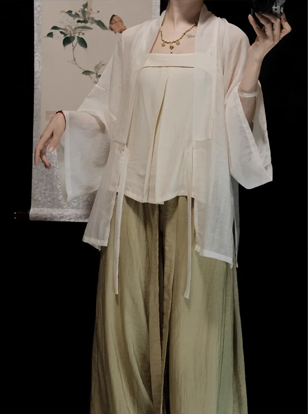 Cha Dao 茶道 Tea Ceremony Modernized Song Dynasty Helingshan Top & Songku Pants Set