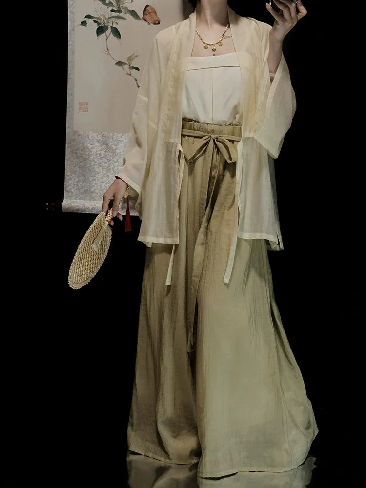 Cha Dao 茶道 Tea Ceremony Modernized Song Dynasty Helingshan Top & Songku Pants Set