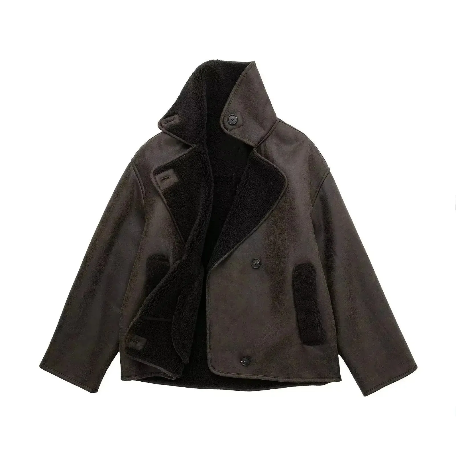 Cherie™ | Vintage Leather Reversible Collar Jacket