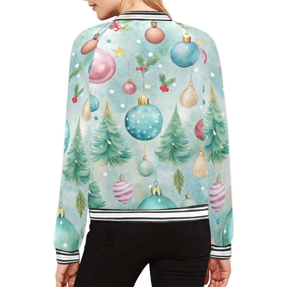 Christmas Baubles Bomber Jacket for Women