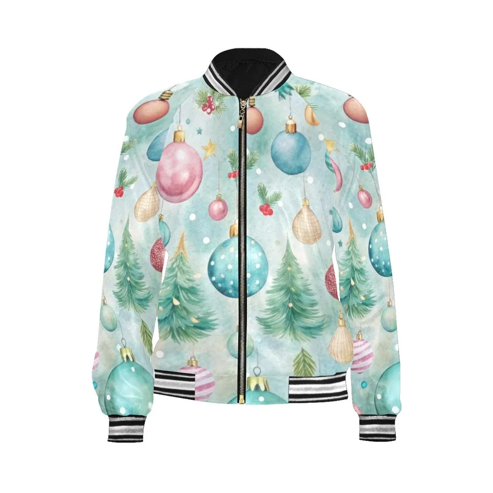 Christmas Baubles Bomber Jacket for Women