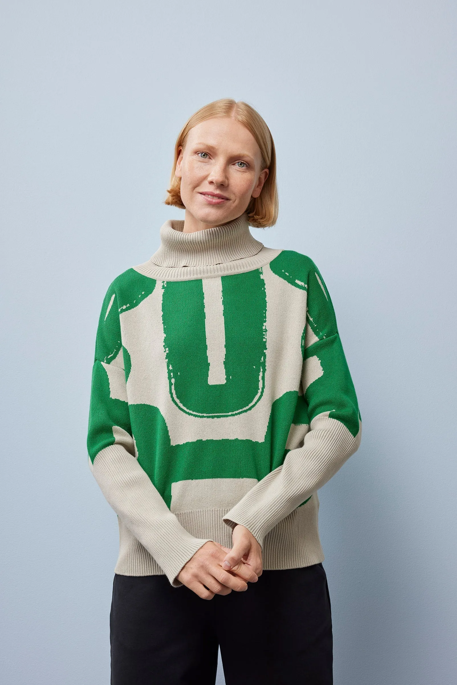 Chunky Turtleneck Knit Sense Green