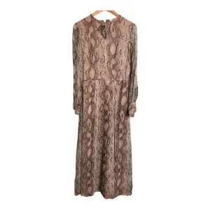 Clive Byrne Vintage Long Sleeve Maxi Dress Brown Snake Print UK Size 12