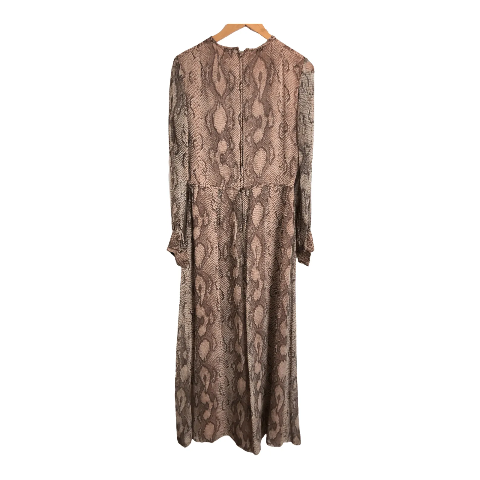 Clive Byrne Vintage Long Sleeve Maxi Dress Brown Snake Print UK Size 12